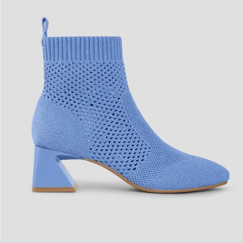 Textured Knit Sock Ankle Bootie in Periwinkle Blue Vivaia